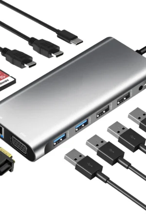Convertisseur USB Type -C, plus RJ-45 et HDMI 5 In 1 12 en 1- Station d’accueil Pour MacBook