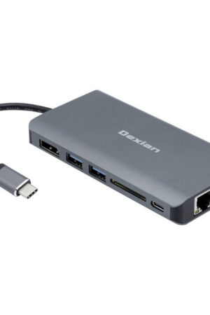 DEXLAN Dock USB Type-C to HDMI – DisplayPort – 4K – LAN – HUB – SD2.0 – Charg.PD3.0