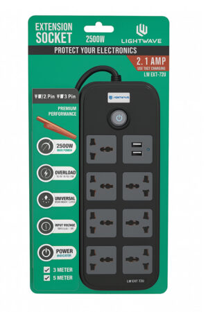Surge LW EXT‑72U 3 m – 7 prises universelles + 2 ports USB avec protection intégrée